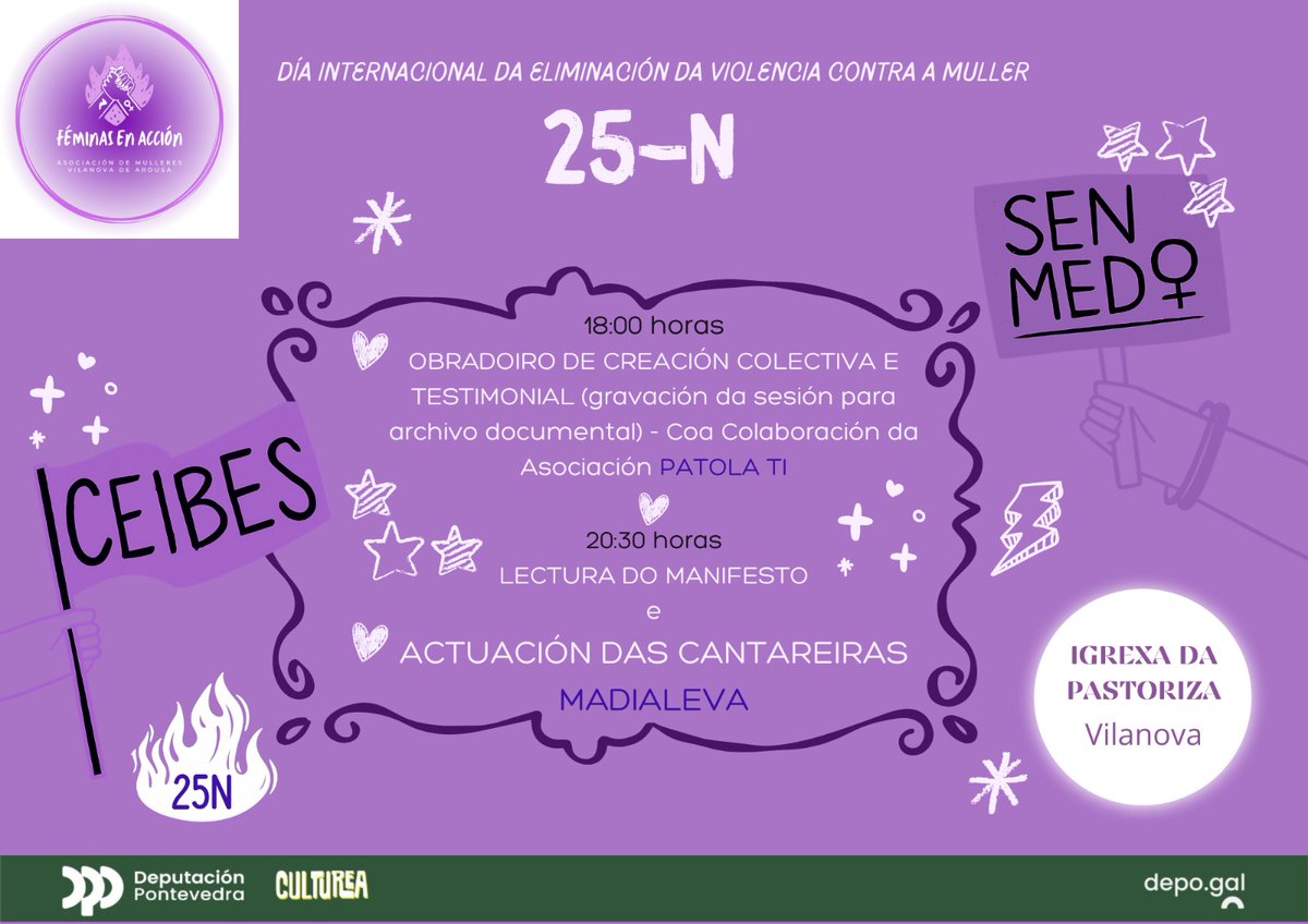 EnFeminas's tweet photo. 25N 2025 en Vilanova de Arousa. Seguimos camiñando pola liberdade. 💪💜 https://t.co/FJPGZtraBa