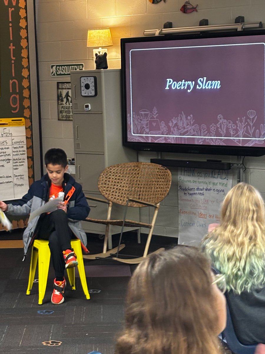 Today was unit celebration day. These 5th graders wrote dozens of poems in this unit and were excited to share some of them during our poetry slam. 🦈💙 #itsworthit #ParkSharks