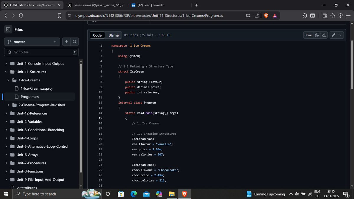 pavan_varma_728's tweet image. Day 20 of #100DaysOfCode 🚀✅
More on Course Work #csharpprogramming 
Learned
-&amp;gt; Structures
-&amp;gt; References
-&amp;gt; Classes and Objects
-&amp;gt; Created basic projects
#CodingJourney #buildinpublic #Coding