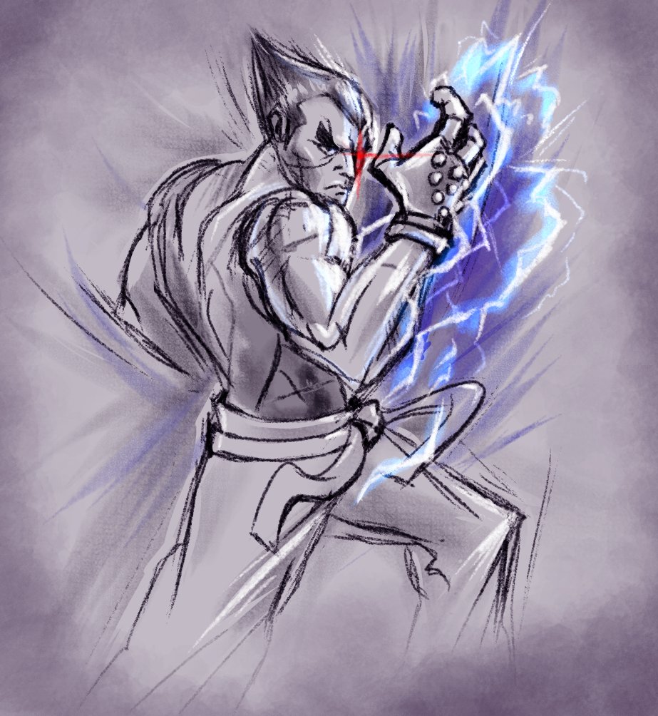 Morning sketch of Kazuya Mishima
Attempting to learn non pixel digital art!