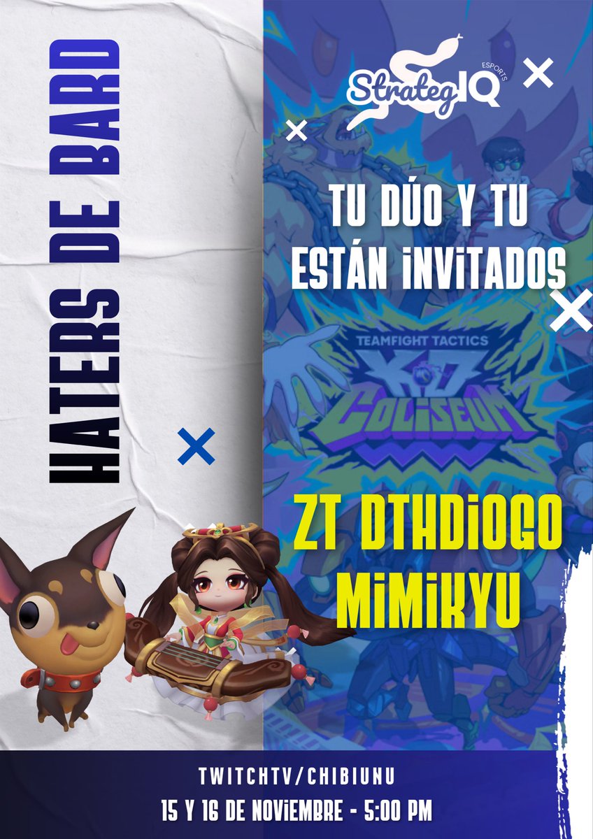 Es hora de demostrar junto a <a href="/OwlGreenll/">Green</a> que tan haters de @BardTft somos y quitarle esos 100 verdecitos
Gracias por la invitación <a href="/chibiunu/">sIQ Chibi</a> <a href="/StrategIQ_/">StrategIQ</a>  ❤️