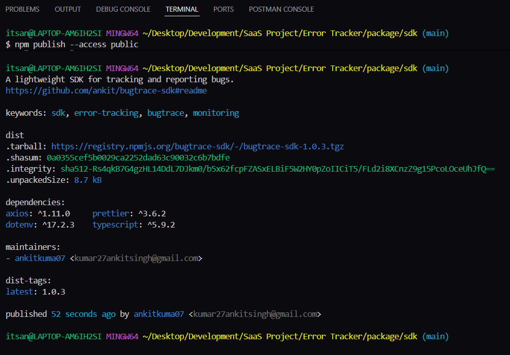 itsankitkumar07's tweet photo. Pushed the first version of my TypeScript SDK to npm.
#typescript #opensource #saas #nextjs #webdevelopment #sdk #devtools https://t.co/93cpOmBcRi