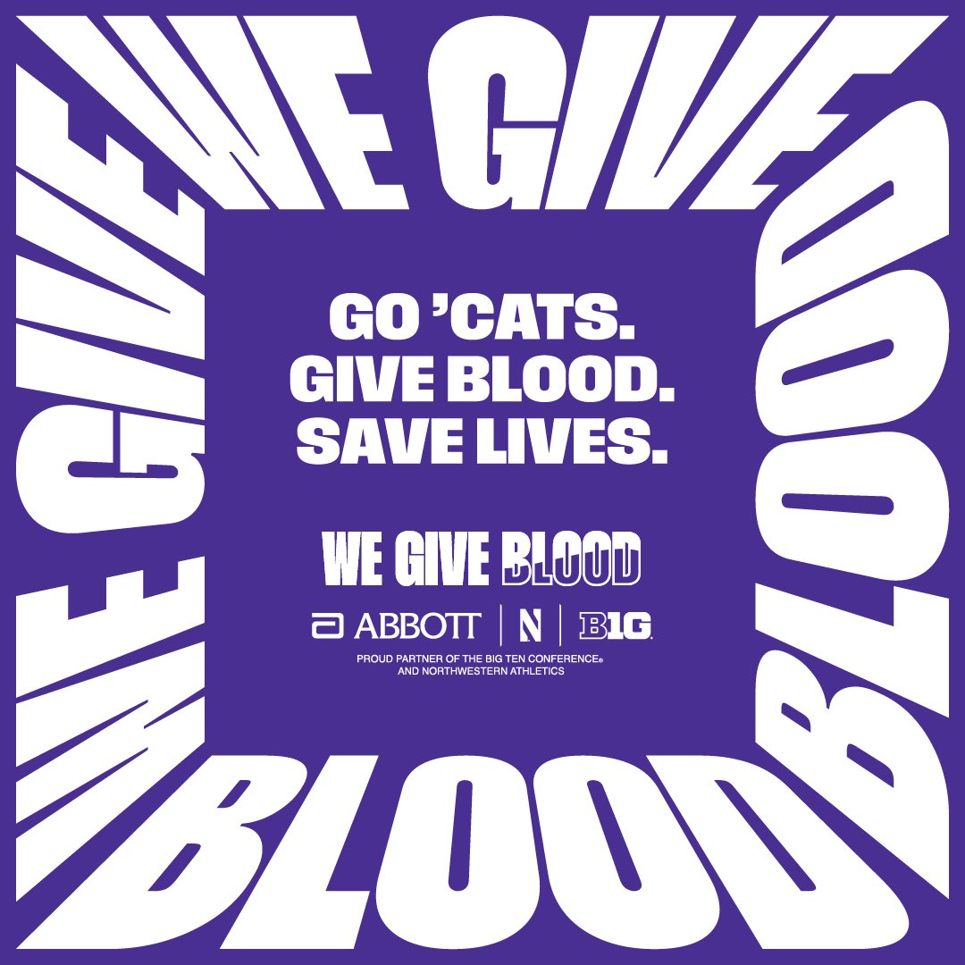 WildcatReport's tweet photo. 💜Wildcats—ready to bleed purple and save lives? Join Abbott and Big Ten’s We Give Blood drive at Wrigley field this week and get an exclusive photo opportunity ON Wrigley Field.

🗓️November 10, 11, 14
📷Wrigley Field, Chicago

Sign up to secure your spot: https://t.co/7Ey8h90utv https://t.co/yyu4Y0qD25