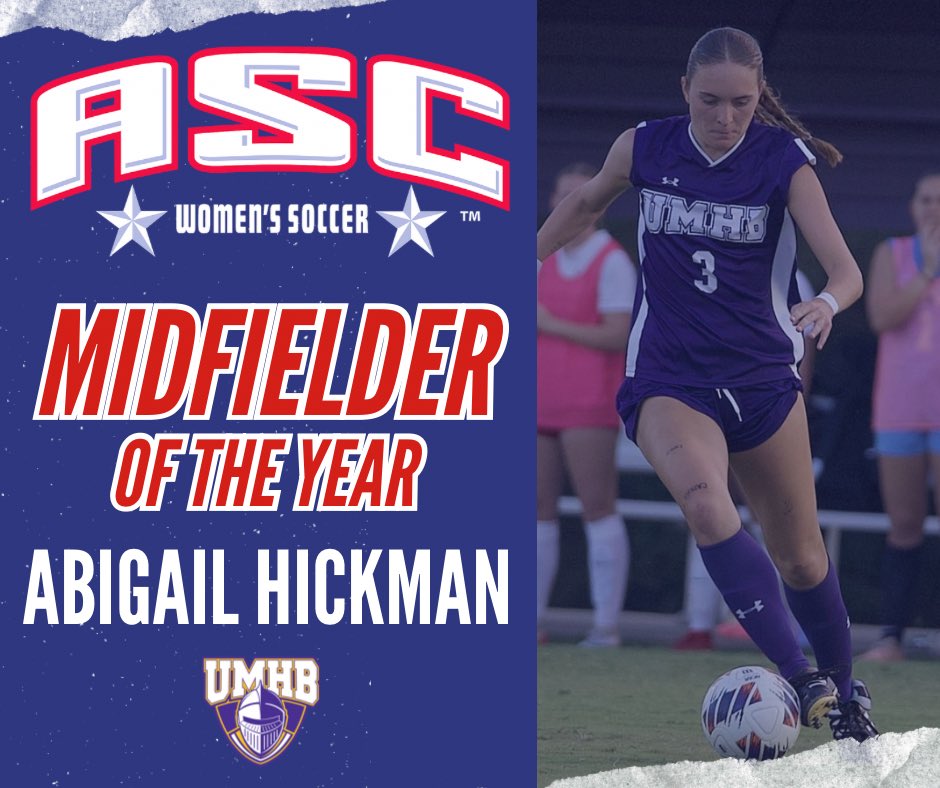 ASC_sports's tweet photo. Congrats to the 2025 ASC Women’s Soccer Midfielder of the Year, Abigail Hickman from Mary Hardin-Baylor!
#ASCsports #ascsoc #d3soc https://t.co/TL22RkrcrH