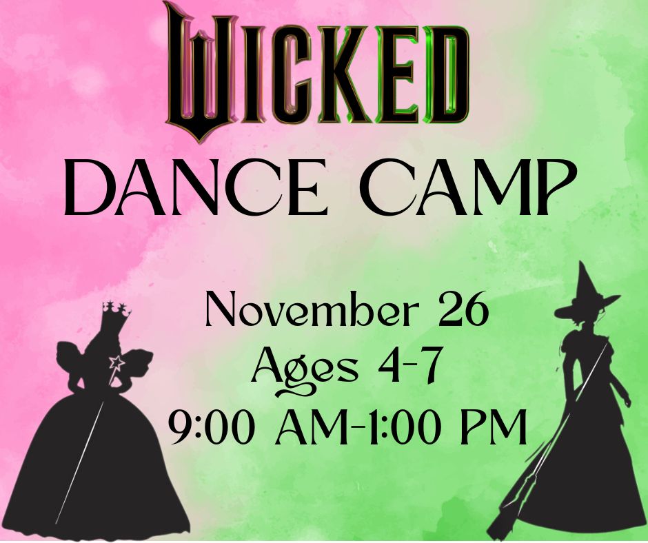 This dance camp celebrates everything from the hit musical and movie Wicked!  We will have dance activities, crafts, and other fun activities planned for you.  Each camper must bring a nut free lunch.  Res $55, NR $65, Location- LoVerde Center.  Call 847-967-6633 to register.