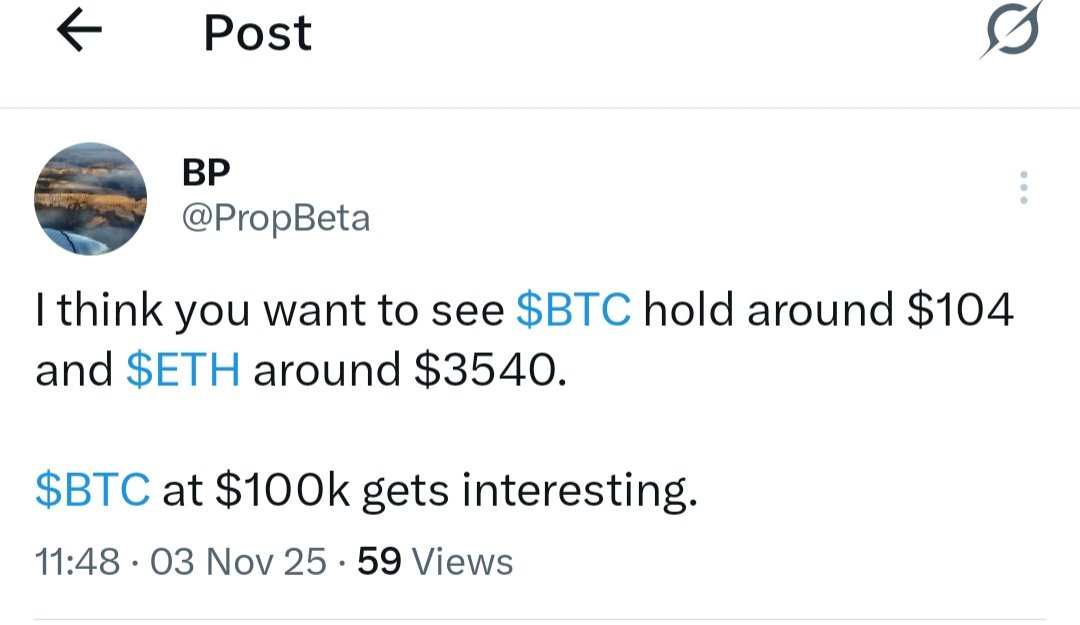PropBeta's tweet image. $104K and $3500 flipped S&amp;amp;R back and forth for some time but ultimately failed. 

Right around $94K is the line in the sand for $BTC. Buyers need to step up with shock &amp;amp; awe force or much lower in store.