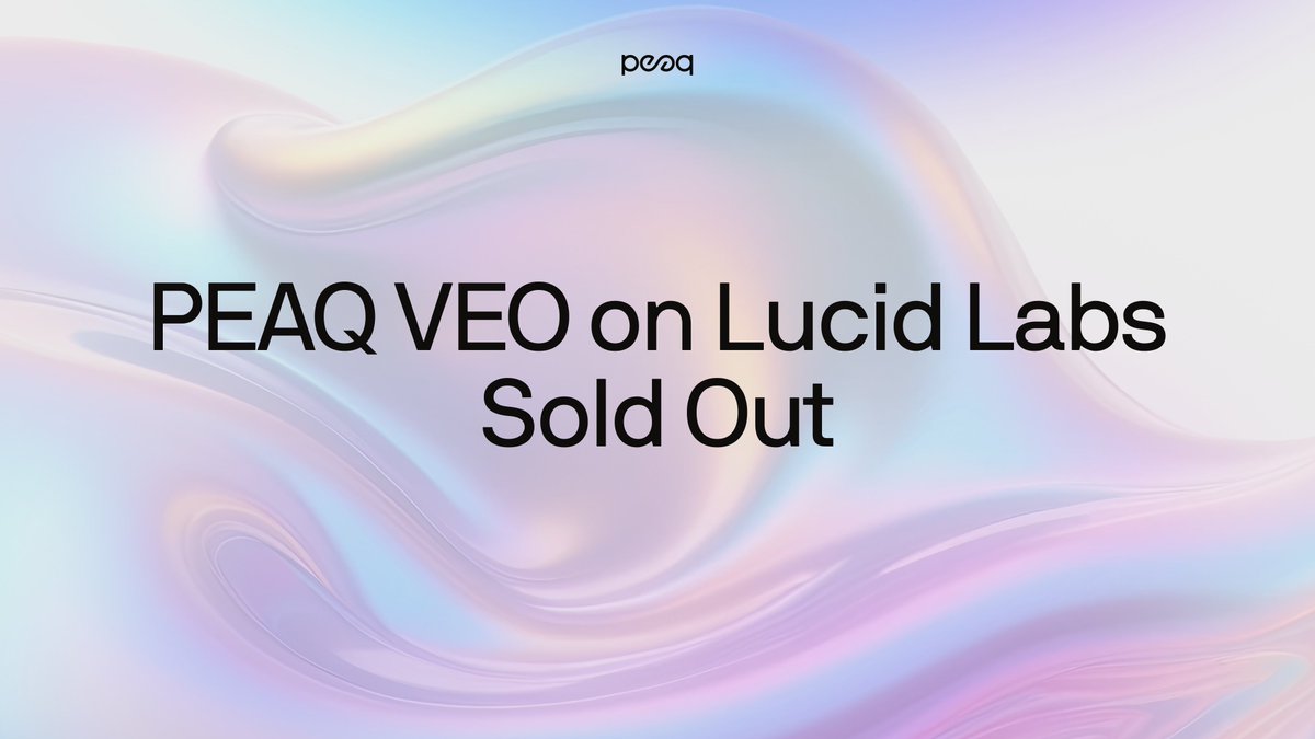 The latest vested PEAQ offering on <a href="/LucidLabsFi/">Lucid</a> sold out in less than a week

As usual, community and VCs get equal terms – and <a href="/TheSpartanGroup/">The Spartan Group</a> was among the top participants buying the vested tokens

That’s 4.6M+ PEAQ tokens fairly redistributed to the community – and another