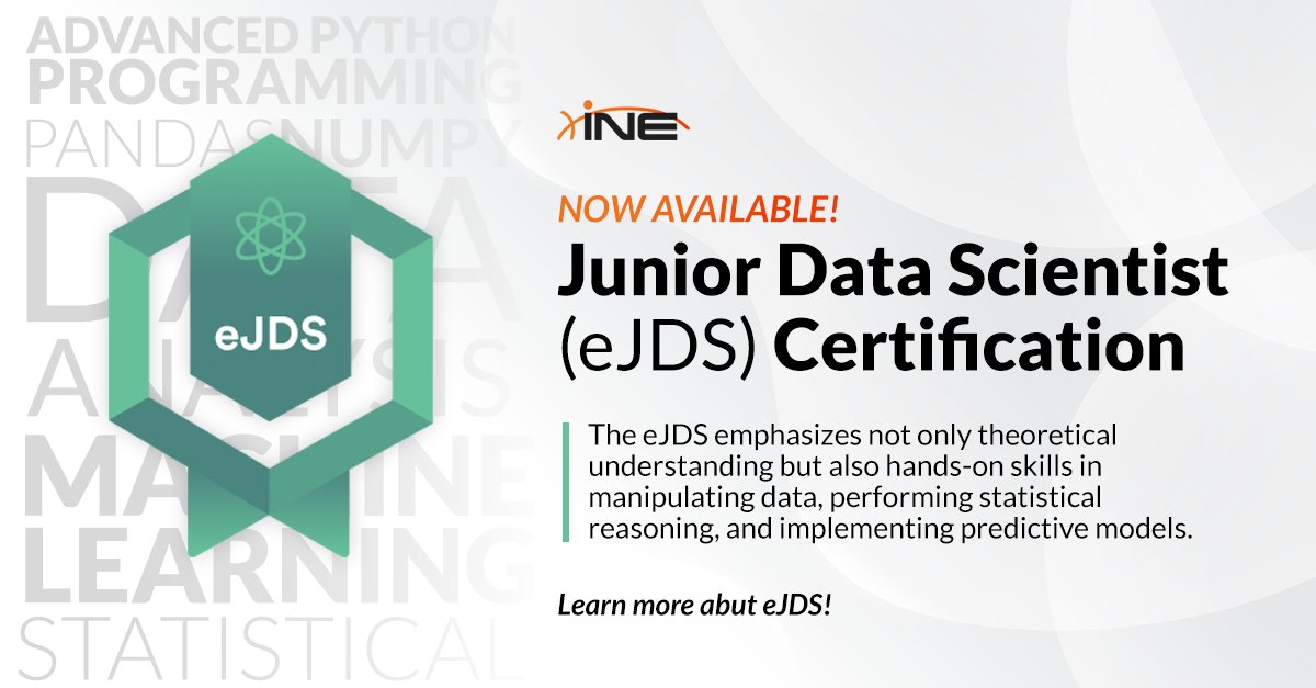 SecurityTube's tweet photo. 🚀 Turn Python skills into data science power!

INE’s Junior Data Scientist cert takes you from coding to insights:
Python ➜ pandas/NumPy ➜ stats ➜ ML.

Validate your skills. Stand out. Start now → https://t.co/tGTFBdcWfA

#DataScience #Python #ML #CareerDev #Certification https://t.co/216pO0oPXA
