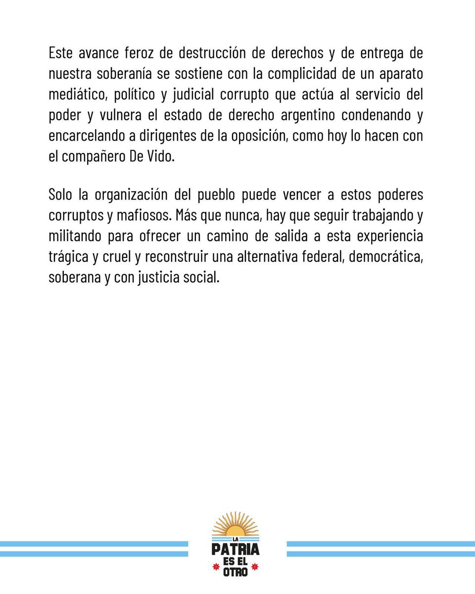 CrisAlvarezRod's tweet photo. Basta de persecución al peronismo. https://t.co/IF38eepKun