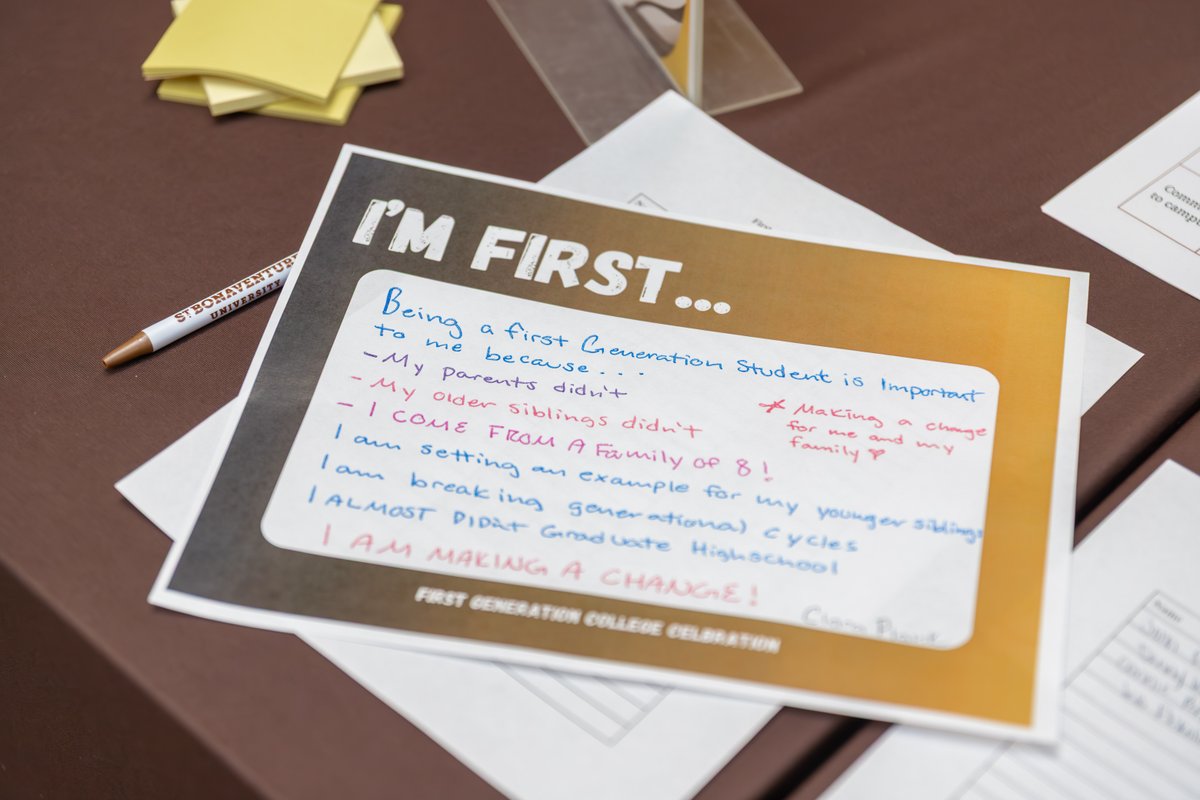 StBonaventure's tweet image. This semester, SBU is proud to have 603 first-generation students!

Last Friday, we celebrated them along with our incredible first-gen faculty and staff for paving the way and inspiring future Bonnies. #firstgenproud