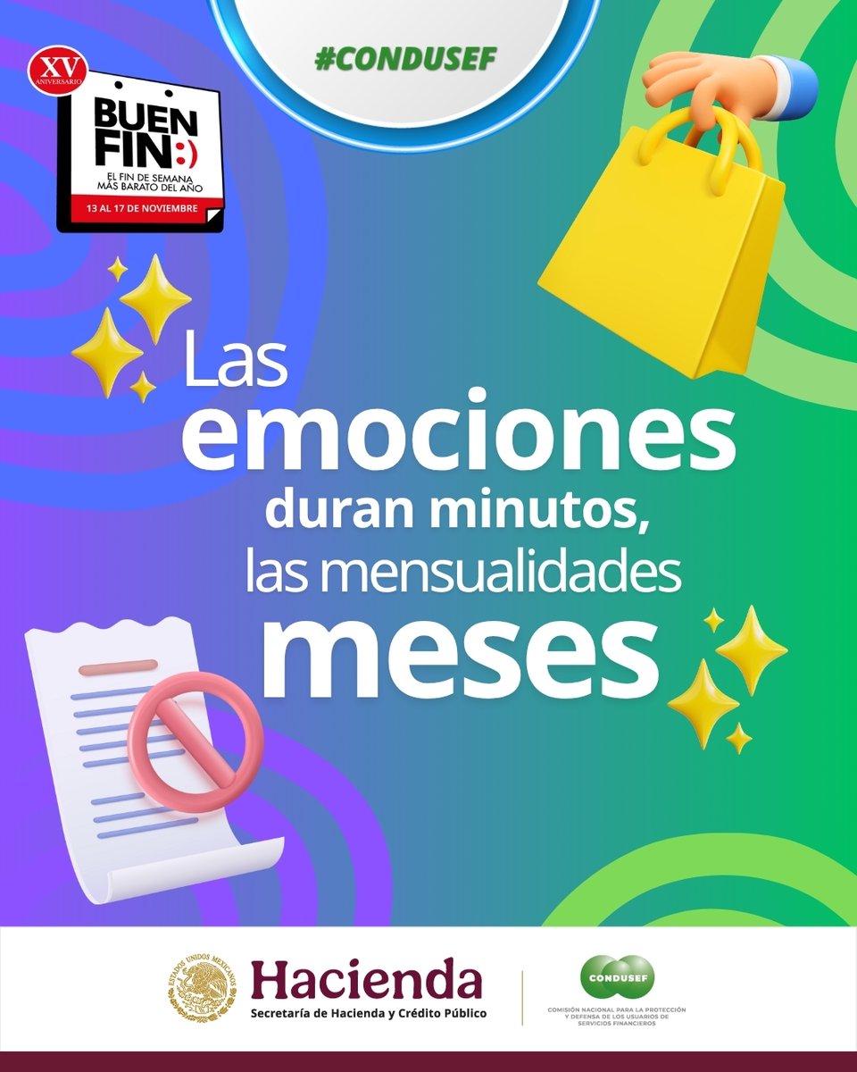 CondusefMX's tweet image. 1. La lista inteligente
Antes de comprar, define qué necesitas y qué deseas.
Las necesidades te ayudan a vivir; los deseos pueden esperar.
¡Tener una lista y seguirla evita que las emociones decidan por ti!
#BuenFin #EducaciónFinanciera #ComprasResponsables #CONDUSEF
