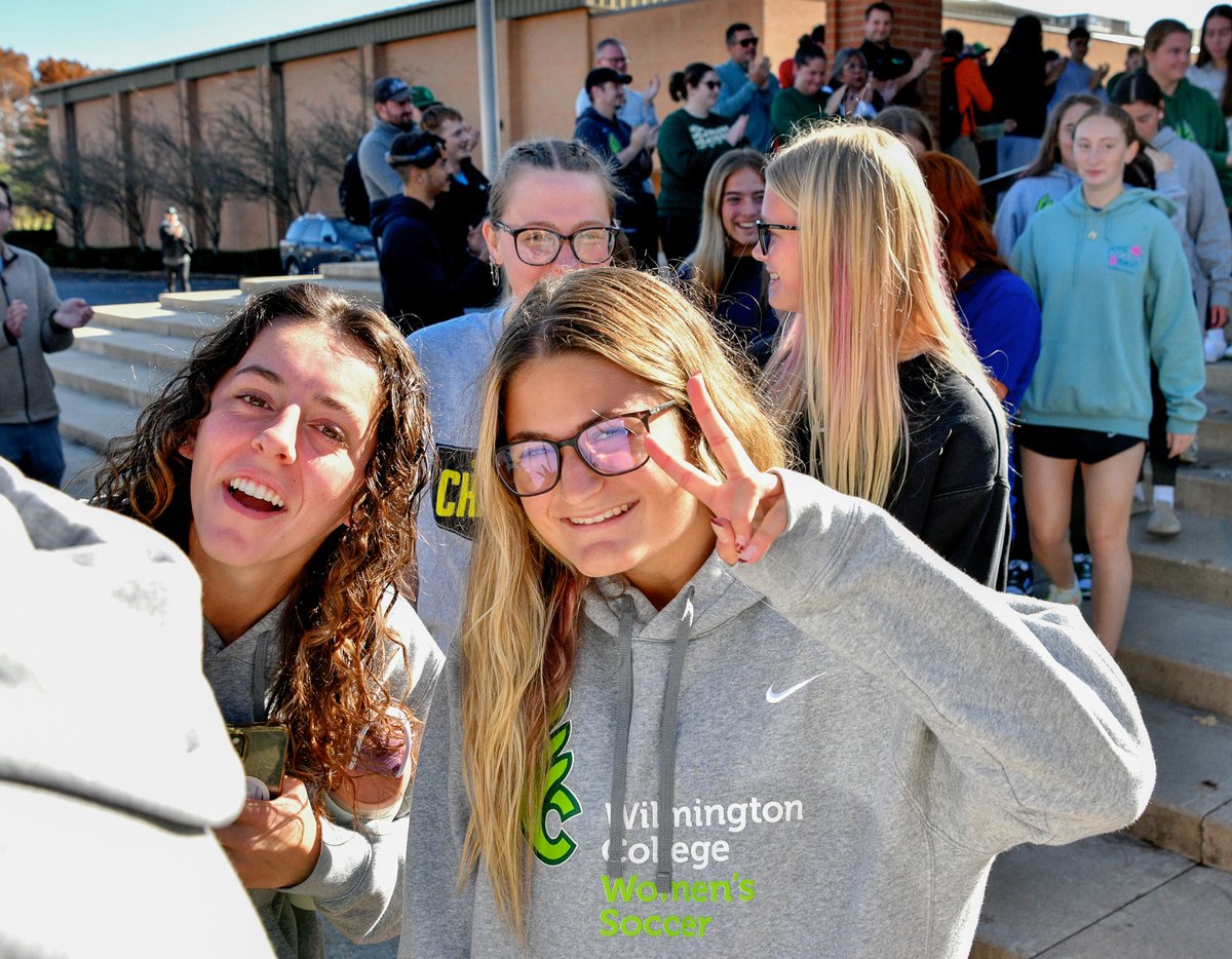 The sendoff is complete—our Quakers are tournament-bound! 💚⚽ Off to St. Louis to face WashU this Saturday at noon (EST). Let’s show our heart and hustle! #GoQuakers #PurposeCantWait #DubC #WilmingtonCollege #QuakerPride #Soccer #NCAA
