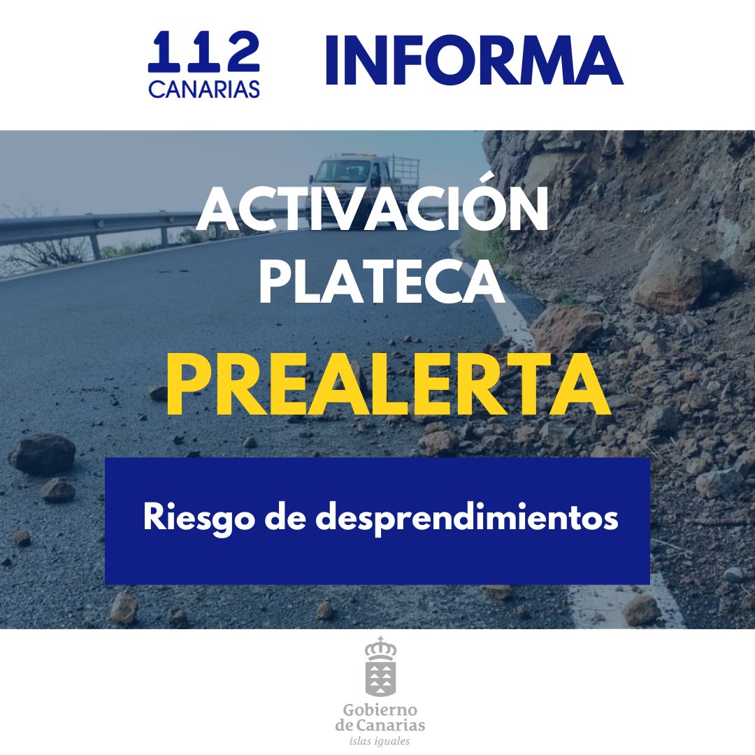 El Gobierno de Canarias activa el PLATECA en situación de prealerta por desprendimientos en las islas occidentales y #GranCanaria 

🗓️13/11

🕗20:00 horas

Más información⬇️
www3.gobiernodecanarias.org/noticias/el-go…