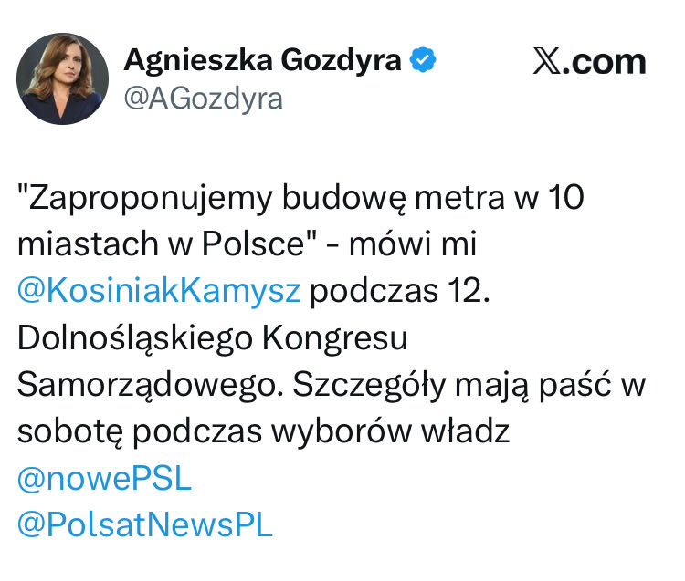Dlaczego 10, a nie 100? Pomysł tak samo z dupy, a brzmi lepiej. 

Budowa jednego systemu metra to minimum 20 mld. 10 systemów to 200 mld. 
A brakuje kilku miliardów na leczenie chorych na raka pod koniec roku. 
Co za debile.