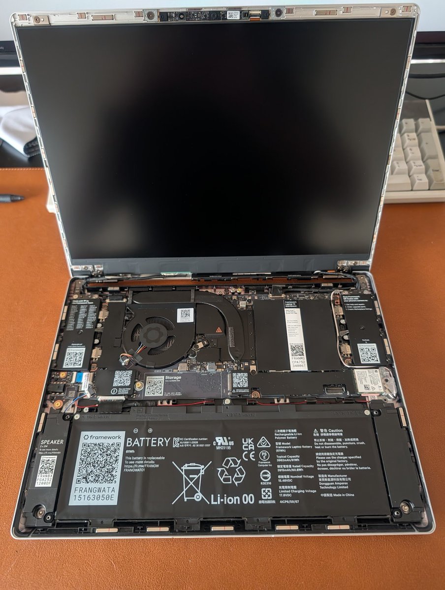 just got a new framework. what should i install first?

a keyboard?