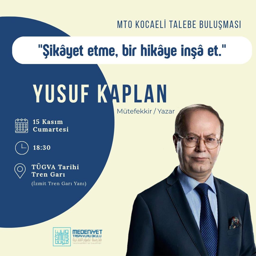Yarın akşam Kocaeli'ye <a href="/yenisafakwriter/">yusuf kaplan</a> hocamız geliyor.. Buyrun efendim...