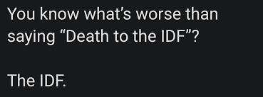 <a href="/PoliticsJOE_UK/">PoliticsJOE</a> Those making it - don't seem to realise that making this argument against criticism of the IDF - accepts that every Israeli is also responsible for two years of the IDF's slaughter of thousands of innocent children in Gaza.