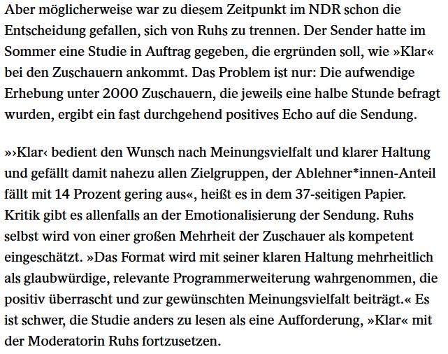 Definiere Eigentor. Die deutsche Medienbubble hat keinen Bezug zur Mehrheit der Bevölkerung. Der Begriff Elfenbeinturm ist absolut treffsicher. Und die angebliche Spaltung der Gesellschaft geht eben auch auf ihr Konto.