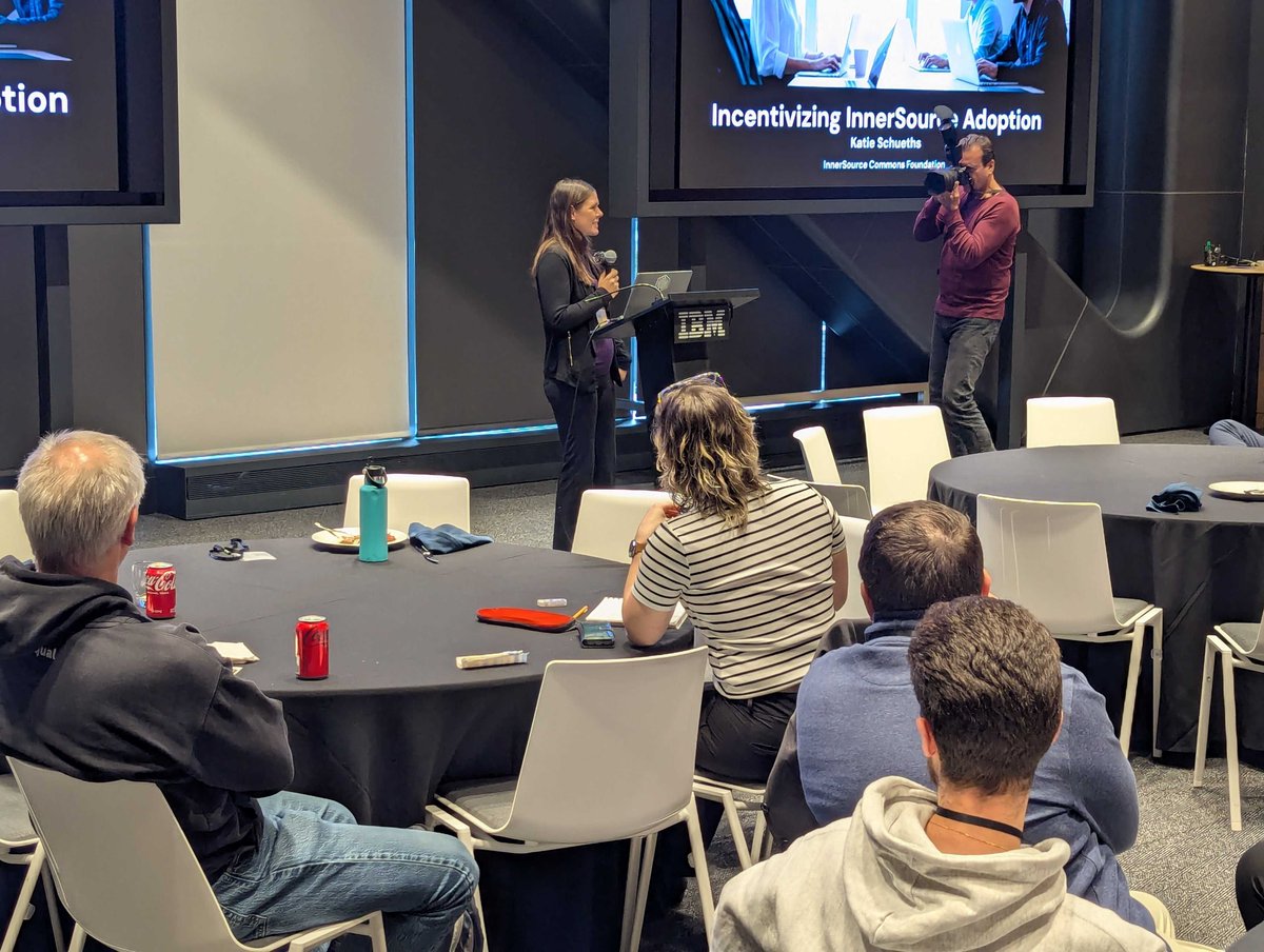 InnerSourceOrg's tweet image. Our Foundation Member, Katie Schueths, is live now in New York, giving a session on Incentivizing InnerSource Adoption. 👏

#InnerSourceSummit2025