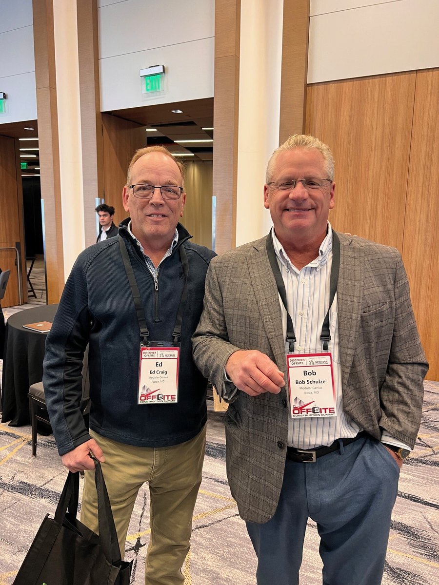 ModularGenius's tweet image. Business Development Manager Ed Craig and Director of Business Development Bob Schulze are representing Modular Genius today at the @rethinkmodular Modular Building Institute&apos;s Offsite Construction Summit in Pittsburgh!