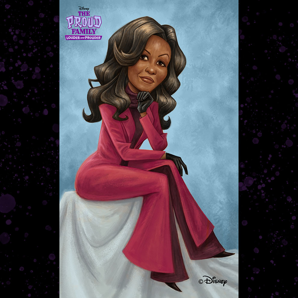 LayronDeJarnett's tweet photo. Here's an unused concept illustration I did of #MichelleObama for #TheProudFamilyLouderAndProuder S3.
Based on a sketch by #IvanMendoza, inspired by #AmySherald's portrait & Mrs. #Obama's 2021 Inauguration Day outfit.
Now on #Disney+.
_
#TheProudFamily #LayronDeJarnette #Layron https://t.co/fPKjwoZJ6d