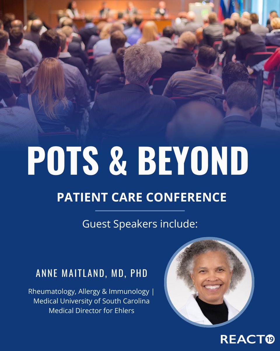 React19org's tweet image. React19 is proud to help share this important upcoming event hosted by pcares.org , dedicated to improving care and understanding of Postural Tachycardia Syndrome (POTS) and related complex conditions.

This two-day hybrid conference brings together leading experts,…
