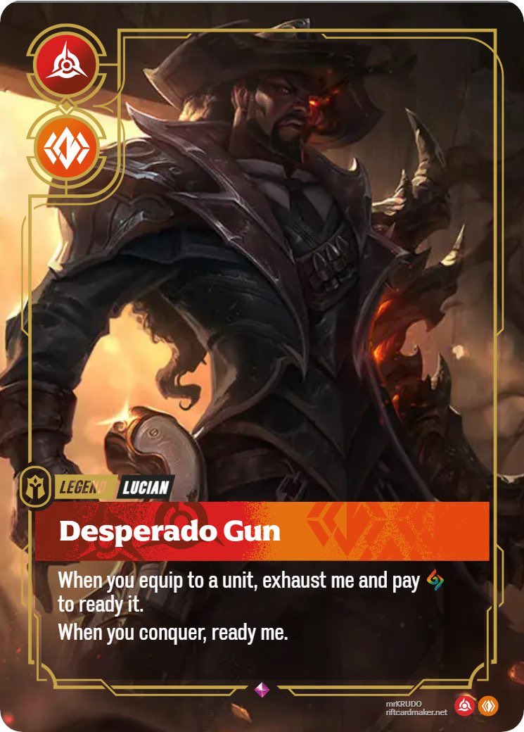 Im leaking another card, my riot nda is out the window,  
Placeholder artwork because I couldnt steal the real framed lucian painting from their office