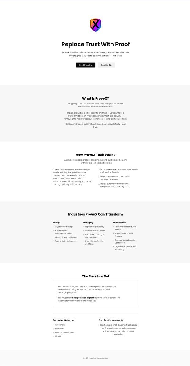 DevDirectorPLS's tweet image. The ProveX landing page draft is now up:

xcrave.com/provex/

Feel free to review messaging, flow, and structure — I can adjust any part of it based on your next steps.