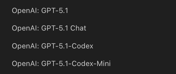 kilocode's tweet image. OpenAI just launched 4 new models: GPT-5.1, GPT-5.1 Chat, GPT-5.1-Codex and GPT-5.1-Codex-Mini. 

Kilo Code Now Supports the Full GPT-5.1 Model Family.

Learn more:

blog.kilocode.ai/p/kilo-code-no…