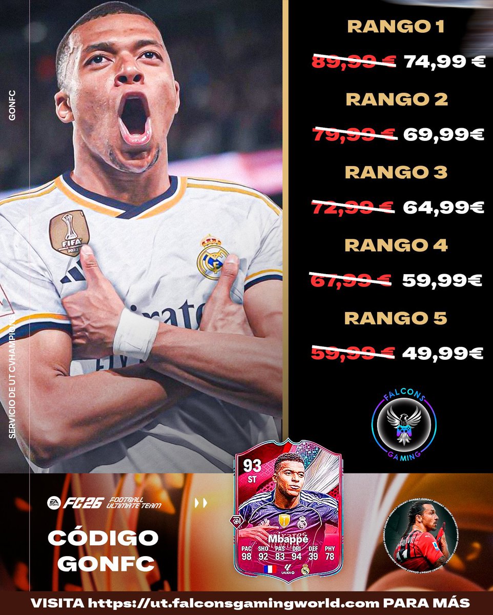 🏟️¡UT CHAMPIONS FESTIVAL DE FÚTBOL! ⚽️

🔥¡No te quedes sin tu carta de Mbappé o Van Dijk!💰

📦¡Aceptamos pedidos YA!
🎮Todas las plataformas
✅Rápido, eficaz y 100% seguro
 
👉🏻Descuento con el código: GONFC🎁

🔗 ut.falconsgamingworld.com 
 
⏳PLAZAS MUY LIMITADAS⌛️ 
 
<a href="/Falcons/">Falcons</a>