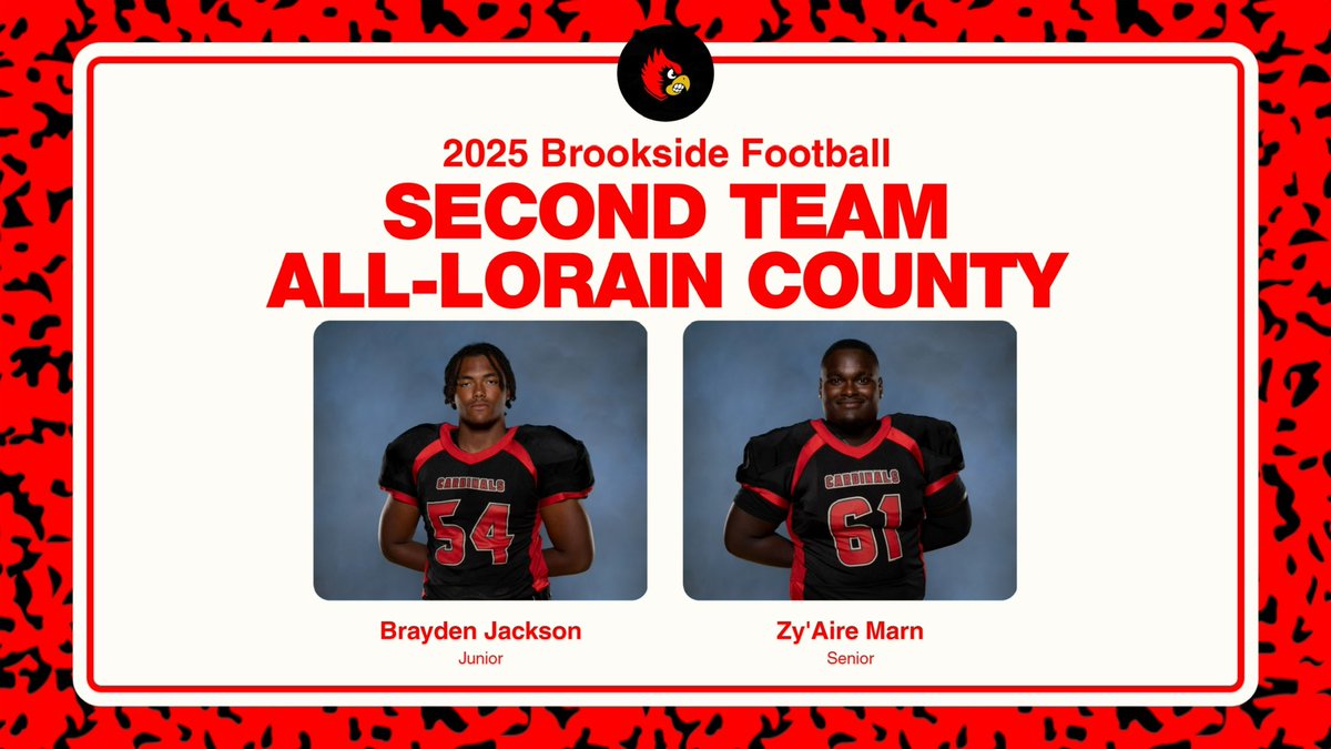Congrats to our 1st Team All-Lorain County Alex Arra, Michael Borgmann, Colton Casey, Carter Schuster, Mason Waechter &amp; 2nd Team All-Lorain County Brayden Jackson &amp; Zy’Aire Marn.  We are proud of each of you!
#Congrats <a href="/fbstrengthcoach/">BROOKSIDE STRENGTH</a> <a href="/BHSWrestling/">Brookside Wrestling</a> <a href="/BenDore9/">Ben Dore'</a> <a href="/Brookside_AD/">Brookside Athletics</a>