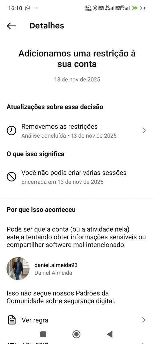 Daniel93A's tweet photo. @instagram Gostaria de sabar que tanto me bloqueiam toda hora, a informação esta muito robotizada não esta clara.
Algum problema comigo, eu só entro pra ficar vendo reels, postando fotos minhas as vezes, compartilhar videos com os amigos que gostei, tem algum problema nisso ? https://t.co/QXPbyUVYzG