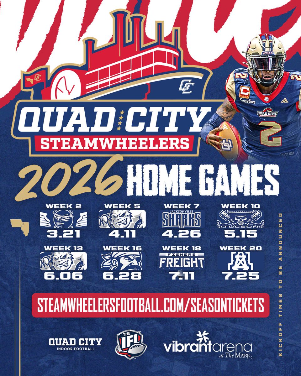 QCSteam's tweet image. All eyes on 2026…‼️

Introducing the 2026 home game schedule!

#sQUADCITY | #Wheelers26