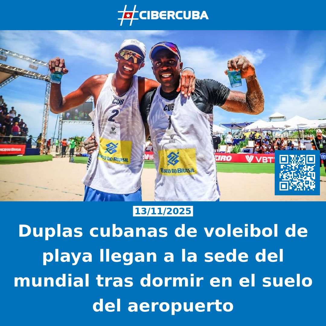 Duplas cubanas de voleibol de playa llegan a la sede del mundial tras dormir en el suelo del aeropuerto

Leer más: shrlnk.org/noticias/2025-…
