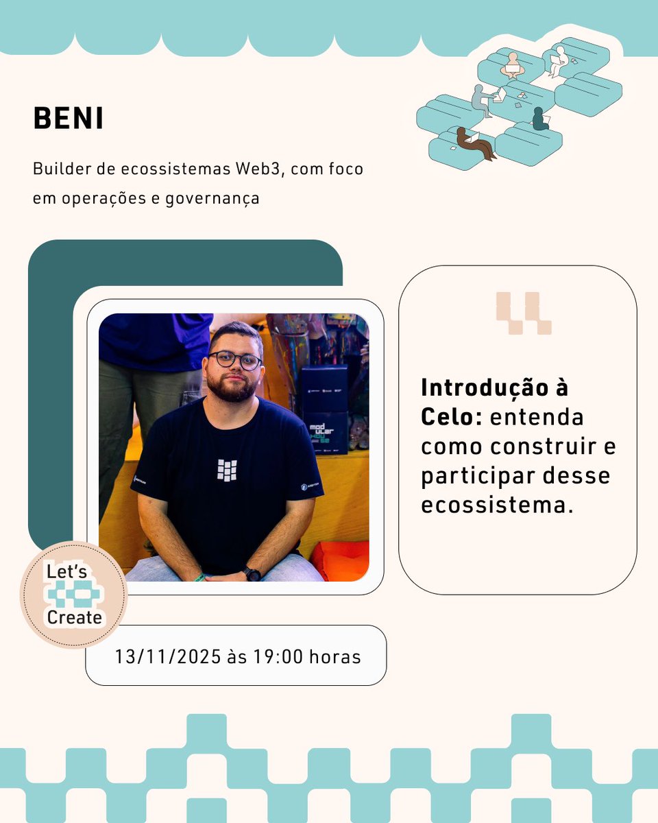 LetsCoCreate0x's tweet image. Uma blockchain criada para inclusão financeira?

Hoje o Let&apos;s CoCreate recebe @benibauer3 builder e Governance Leader na Modular Crypto, para uma introdução prática à Celo.

Não percam, turma.
