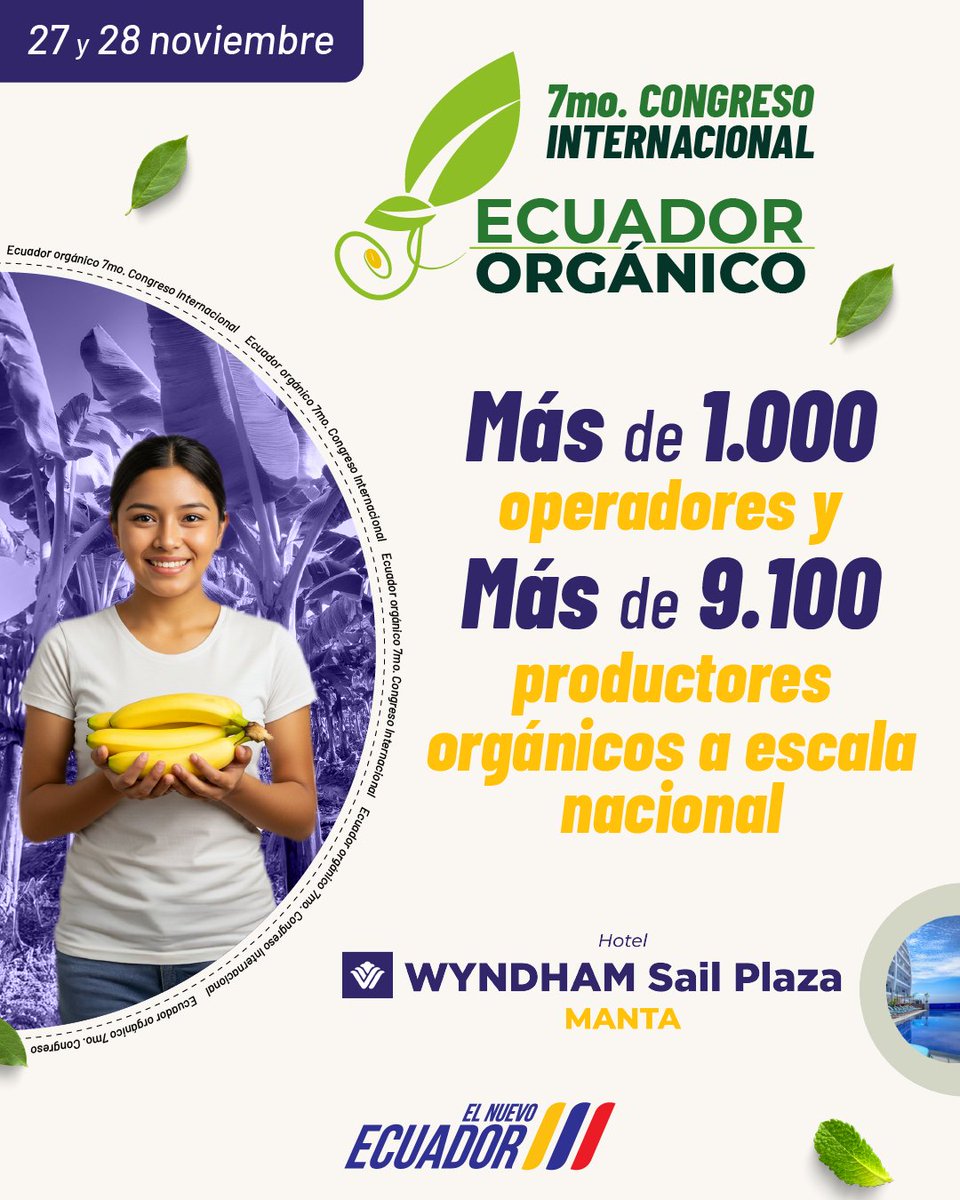 🧑‍🌾Contamos con más de 1⃣0⃣0⃣0⃣ operadores y más de 9⃣1⃣0⃣0⃣ productores orgánicos en agricultura, ganadería, apicultura, procesamiento, recolección silvestre y comercialización.

Inscríbete en el 7mo. Congreso Internacional #EcuadorOrgánico 🇪🇨 ↩️

bit.ly/42DWkub