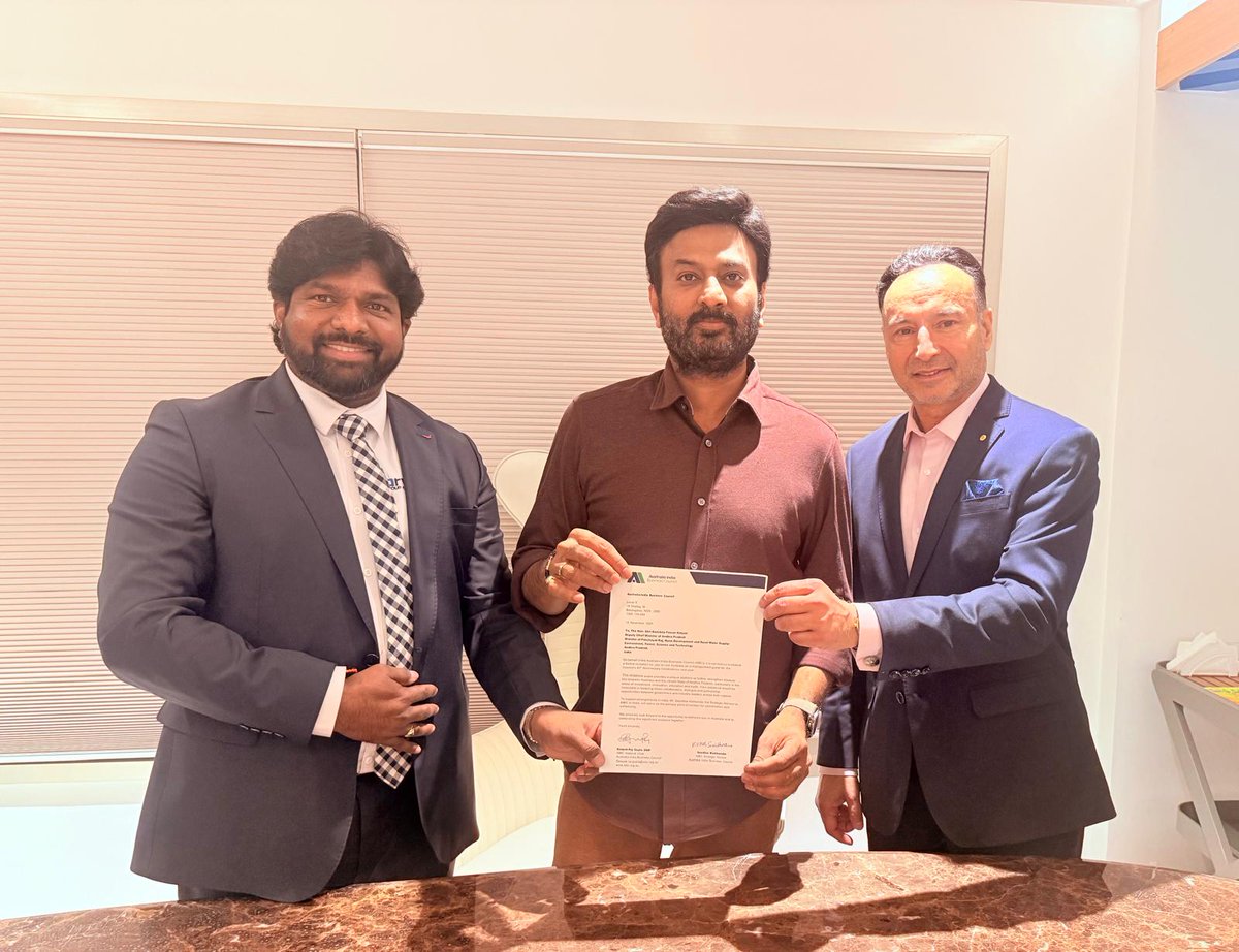itsRamTalluri's tweet image. Thank you, @sesidharjsp, Deepak Raj Gupta, and the Australia India Business Council @AIBC_National, for inviting our president garu to the 40th Anniversary celebrations. I truly appreciate the time you took to meet with me. We deeply value the efforts your council is making to…