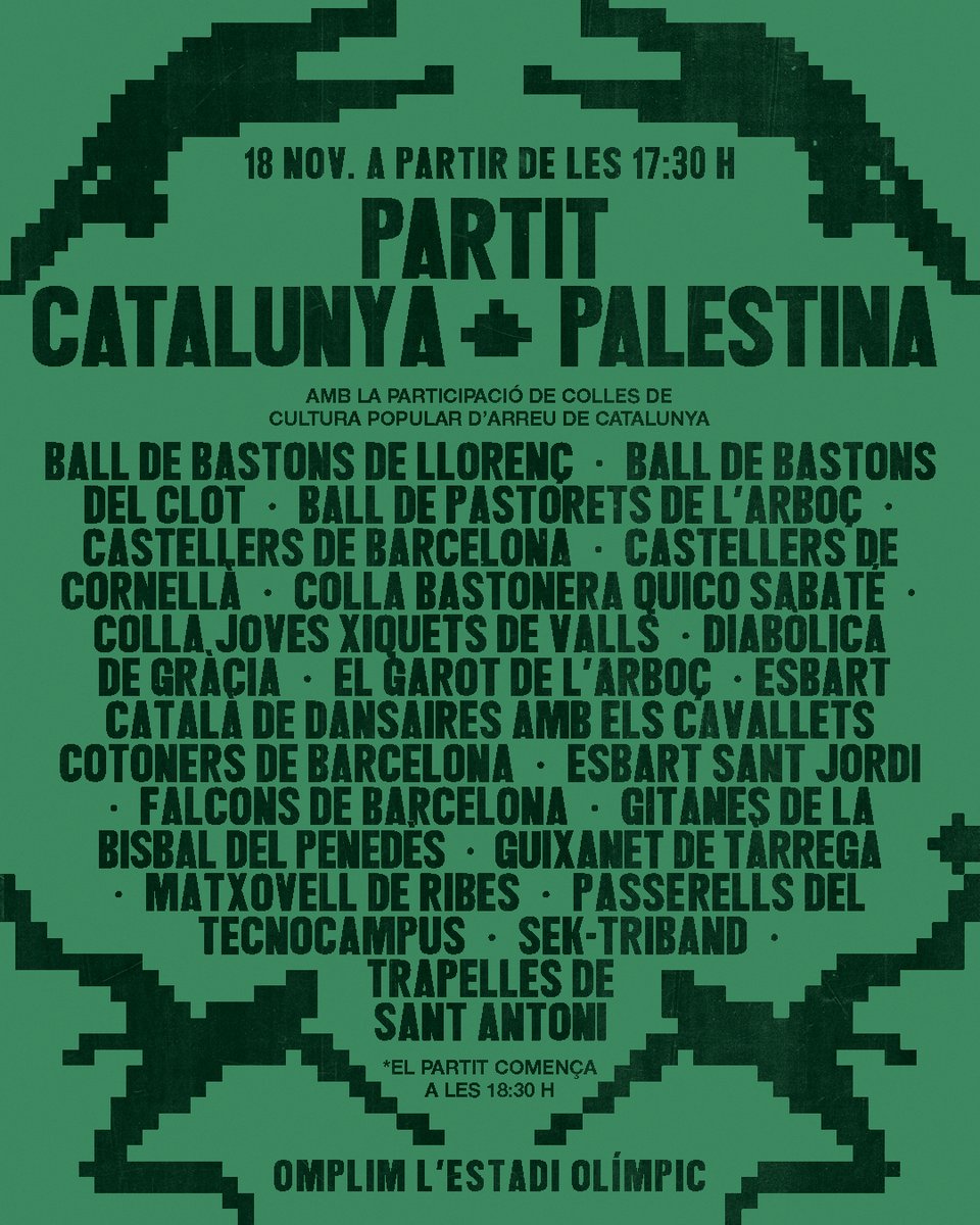 📢 FALTEN NOMÉS 5 DIES PER OMPLIR L’ESTADI OLÍMPIC!

COMENCEM A DESVETLLAR ELS ACTES QUE ENVOLTARAN EL PARTIT.