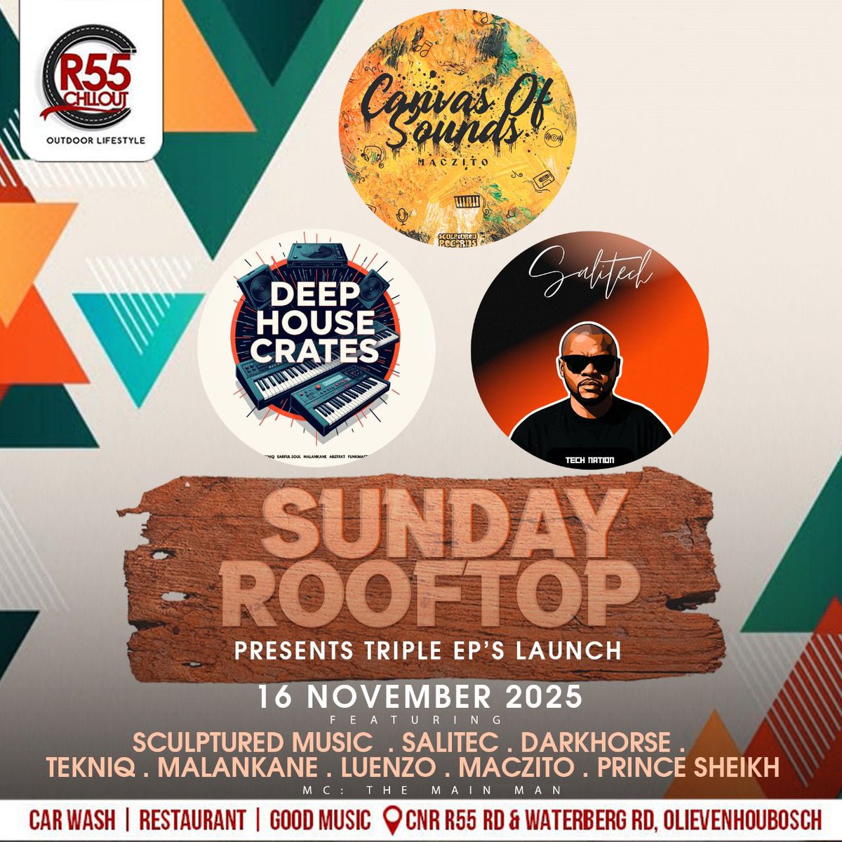 Weekend Guide
Friday Endaweni Ultra Lounge vosloorus 
Sunday
R55 Chillout 

#CanvasOfSounds