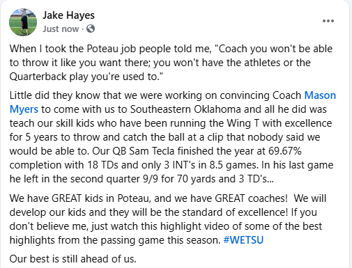 Coach Jake Hayes tweet media