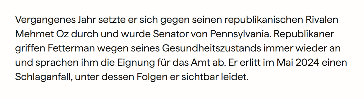 Lieber Jonas Bucher von <a href="/20min/">20 Minuten</a> 

Ja, Fetterman wurde von Republikanern angegangen.

Aber noch viel bösartiger und hetzerischer von Linken, wie er selber sagt.

Das hätte man der Ausgewogenheit halber auch erwähnen können, oder?

x.com/libsoftiktok/s…

20min.ch/story/usa-sena…