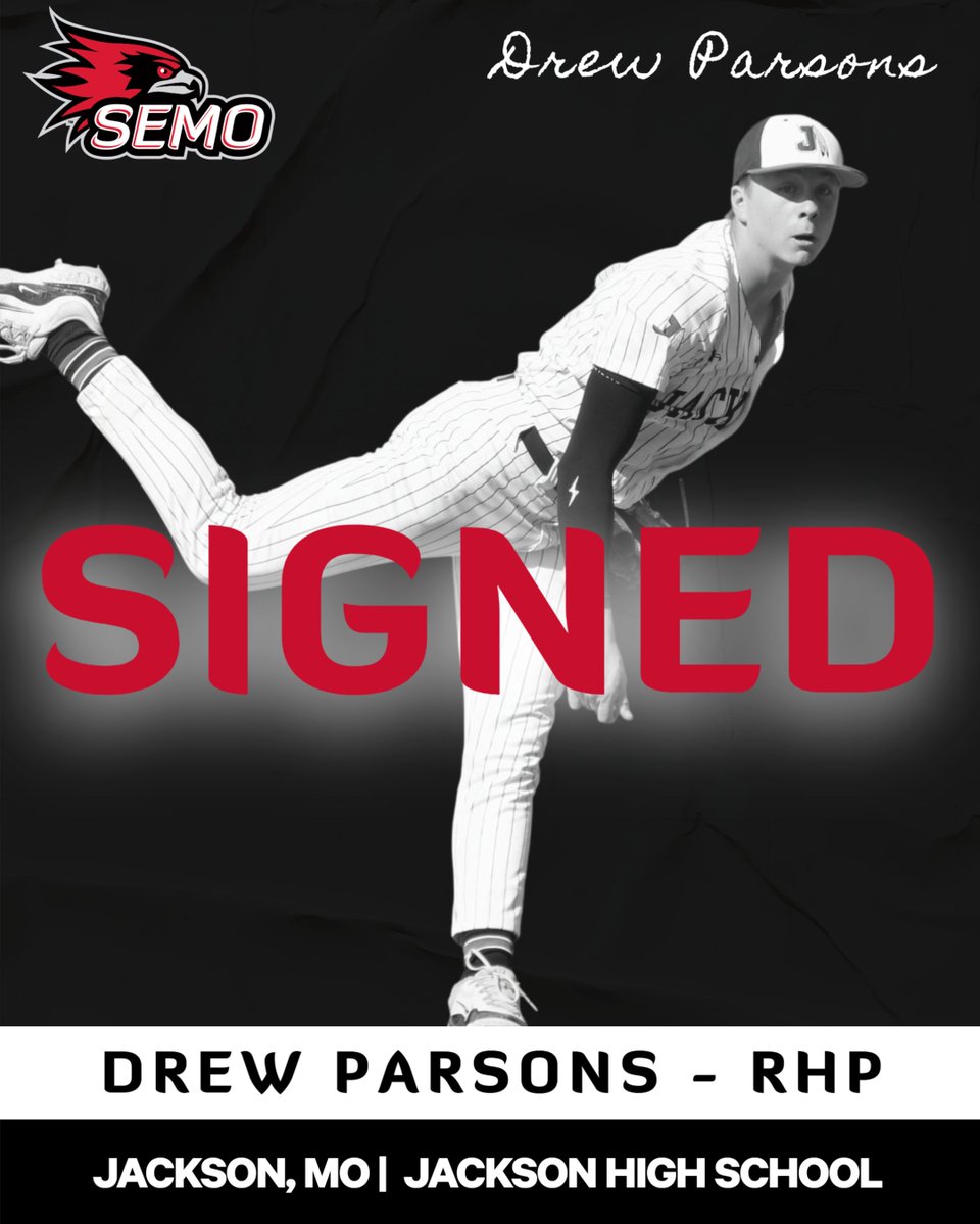 SIGNED ✍️ 

Adding to the staff‼️Jackson, Missouri's very own RHP Drew Parsons signs with the Redhawks and stays in the 573 😎 ⚾️ 

#FeelinRowdy