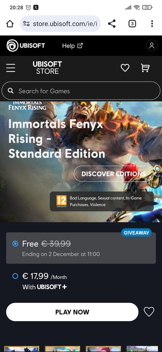 Immortal Fenix Rising 
Free in Ubisoft Store until December 2nd.
store.ubisoft.com/ie/immortals-f…