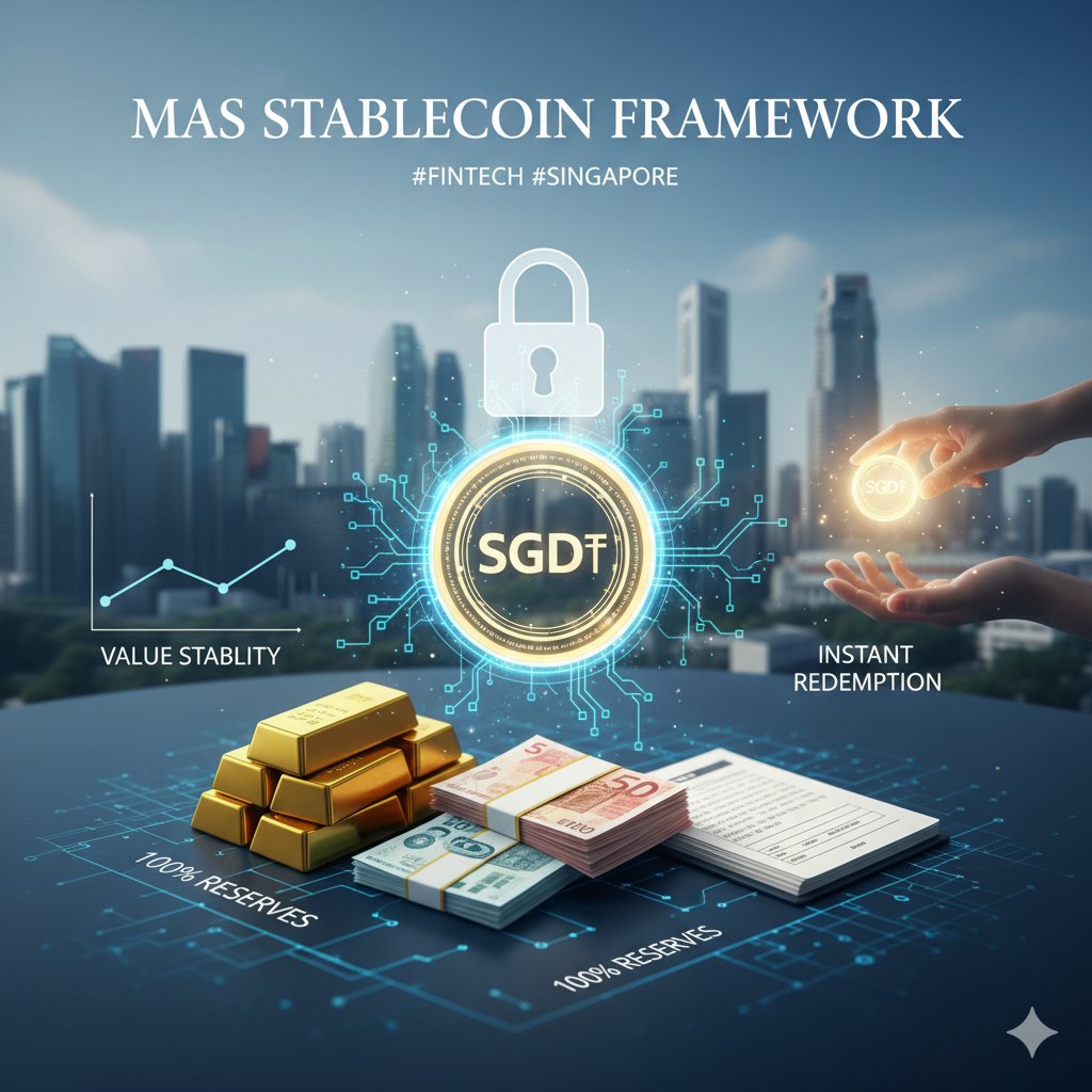 Vacpad's tweet photo. MAS finalizes stablecoin rules!  New framework demands 100% reserve backing with low-risk assets and guarantees redemption at par for regulated tokens. Huge emphasis on reserve reliability &amp; value stability! #Stablecoins #MAS #FinTech #Singapore #Crypto https://t.co/XKkCLKdam3