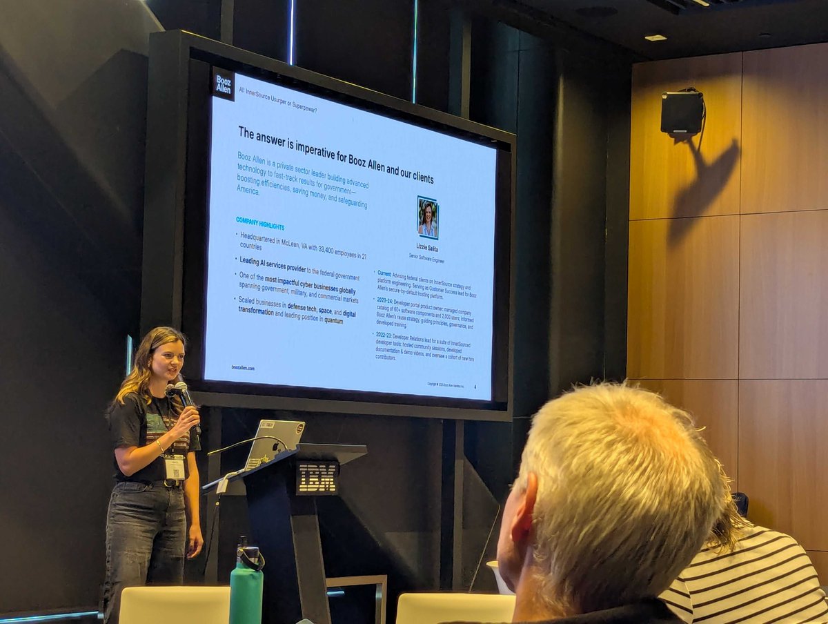 InnerSourceOrg's tweet image. Join Lizzie Salita from @BoozAllen live in New York, giving a talk on AI: InnerSource Usurper or Superpower? 🦸‍♀️

#InnerSourceSummit2025