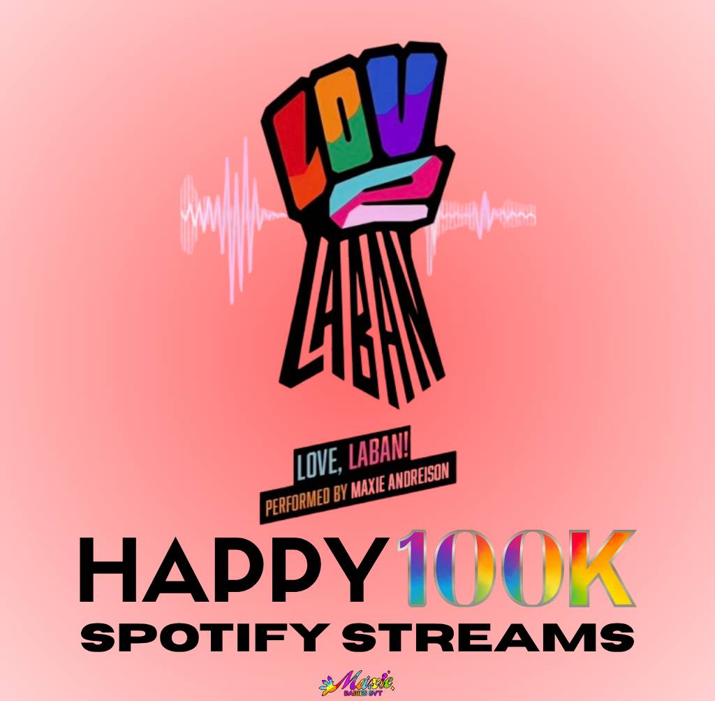 Love, Laban! by Maxie Andreison, the theme song for this year's Pride PH Festival, just surpassed 100k streams on Spotify🥳🏳️‍🌈

🔗 open.spotify.com/track/1DblkL87…

#LoveLaban100k