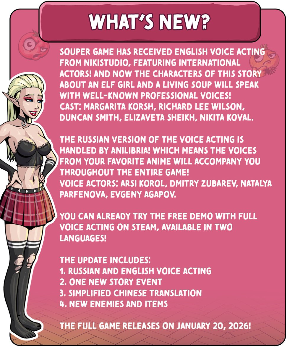 SOUPER GAME DEMO WITH VOICE ACTING &amp; RELEASE DATE ANNOUNCEMENT!
Steam: store.steampowered.com/app/3181790/So…
Patreon: patreon.com/c/siserg
Boosty: boosty.to/siserg

#indiegame #IndieGameDev #indiedev  #soup #indie #sisergart #soupergame #AdultGames #HentaiGames #NSFWGaming #nsfw2d