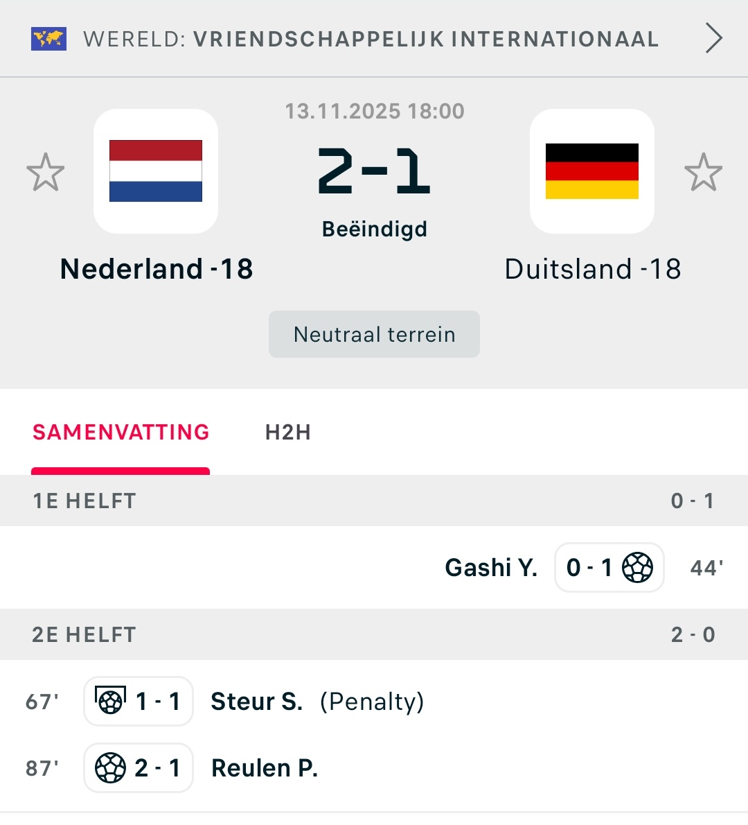 FanzineDeRat's tweet image. Pepijn Reulen maakt bij zijn debuut voor Nederland O18 in de 87e minuut het winnende doelpunt tegen Duitsland!!

#NEDdui #NACpraat