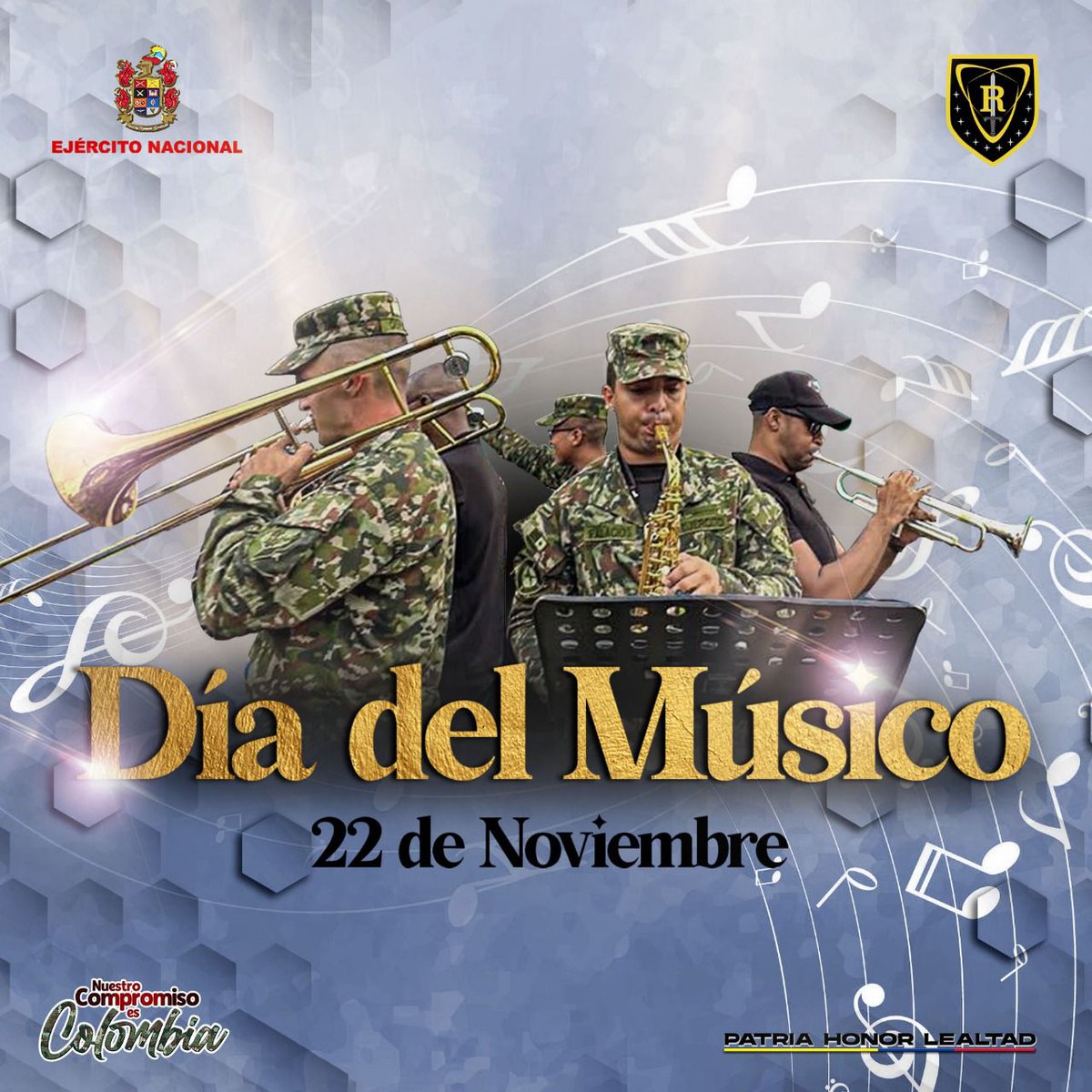Exaltamos la labor de los músicos que con sus melodías inspiran y transforman. 

Para cada hombre y mujer músico, un reconocimiento especial en su día, gracias por la alegría que comparten. 

#PatriaHonorLealtad