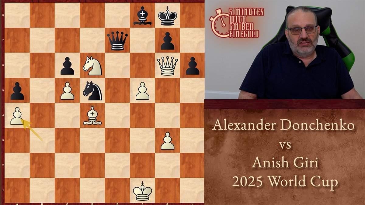 Alexander Donchenko vs Anish Giri, 2025 World Cup
Another HUGE Upset | 5 Minutes with Ben

youtu.be/1lmrQpqErX8